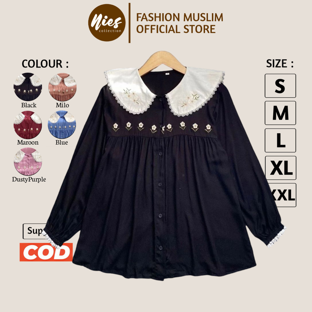 Jual Ghavi Blouse Rayon Twill - Atasan Wanita Rayon Twill Lengan ...