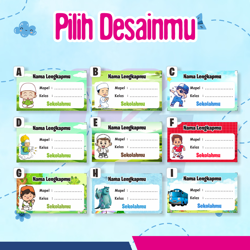 Jual (40+PCS) STICKER / STIKER LABEL NAMA SAMPUL BUKU PELAJARAN COSTUM ...