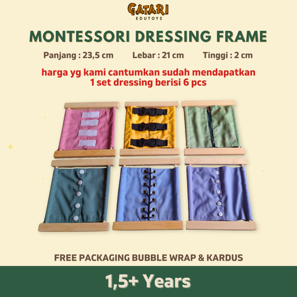 Jual Gatari Edutoys / Montessori Dressing Frame / Mainan Montessori ...