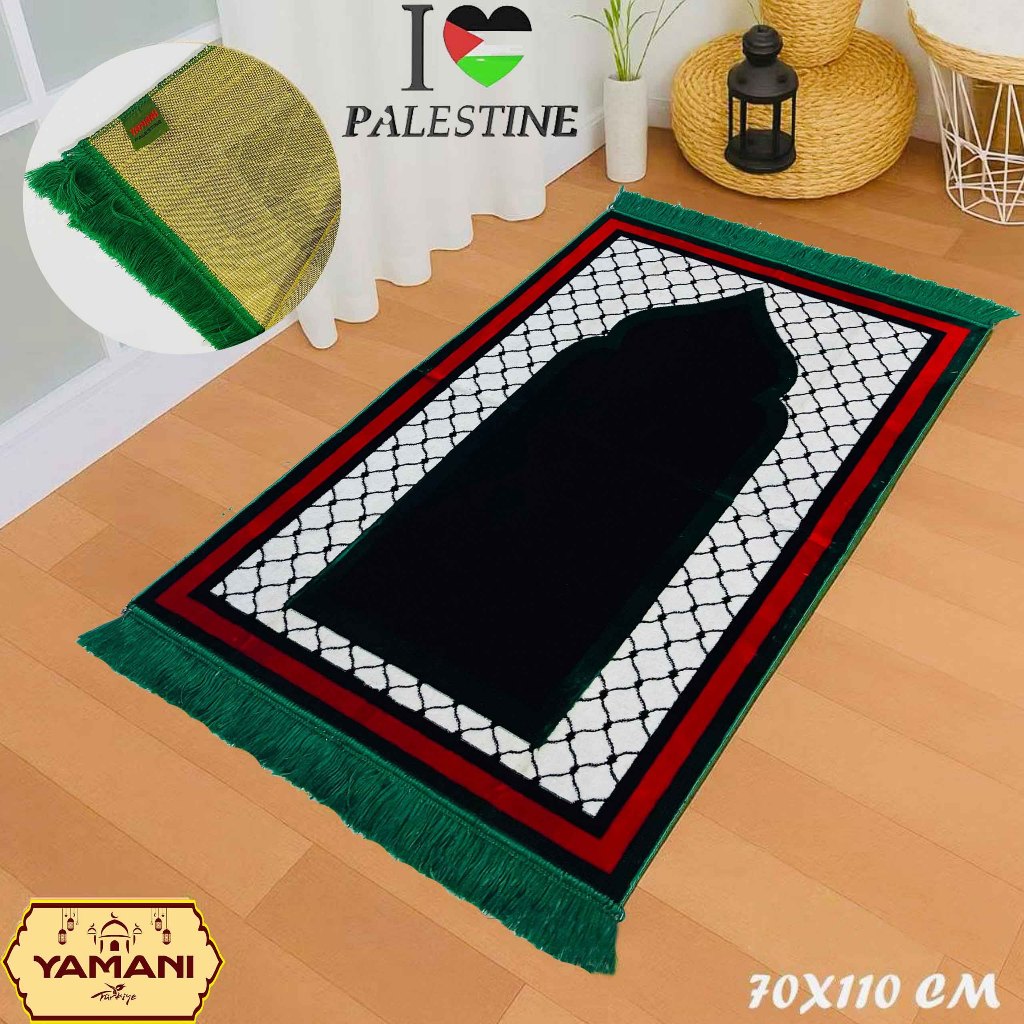 NEW SAJADAH PALESTINA DEWASA BAHAN BLUDRU UK 70 CM X 110 CM