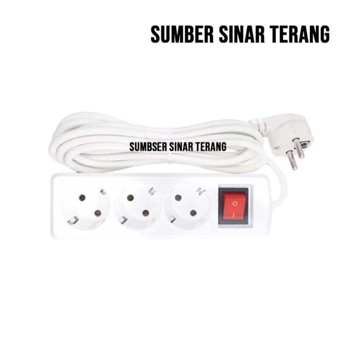 Jual Stop Kontak Putih Terminal 2/3/4/5 Lubang Panjang 1.5/3/5 Meter ...