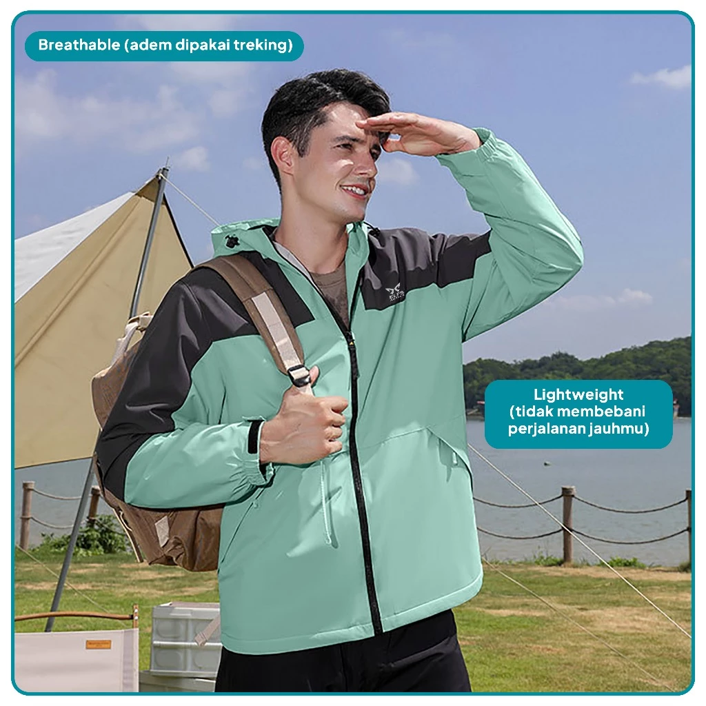 Elfs Active Jaket Gunung Outer Layer Winbreaker Water Resist Hiking Jacket UL
