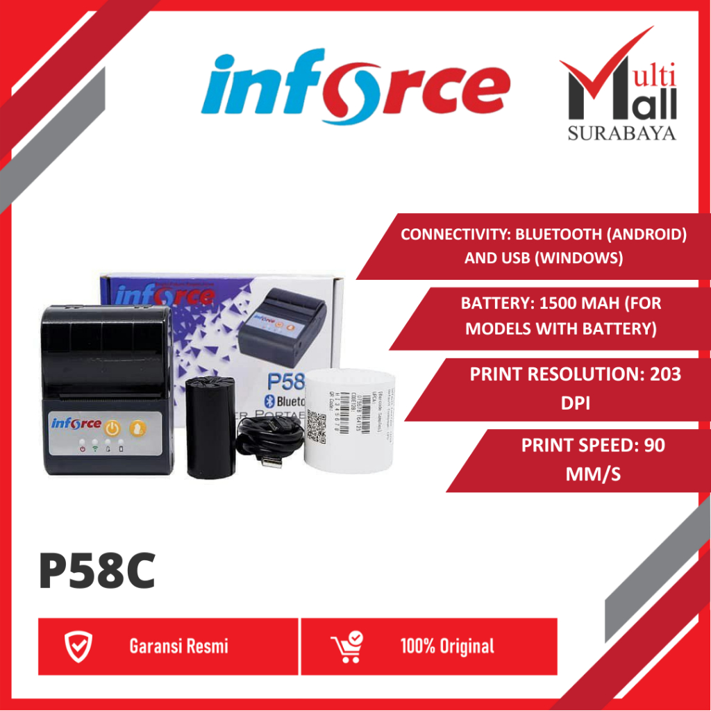 Jual Inforce Portable Printer P58C Support Moka & Paytren | Shopee ...
