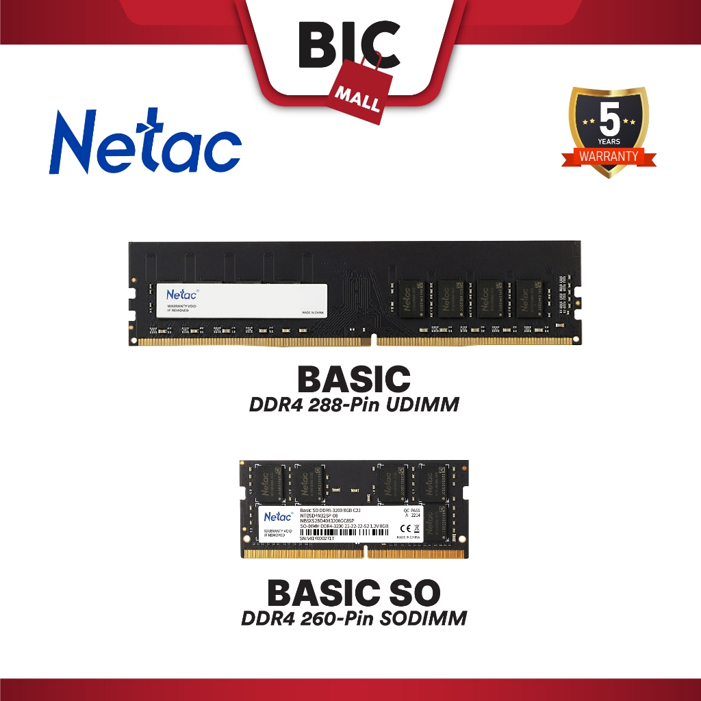 Jual [Authorised Store] Netac RAM Basic DDR4 UDIMM/SODIMM 2666MHz ...