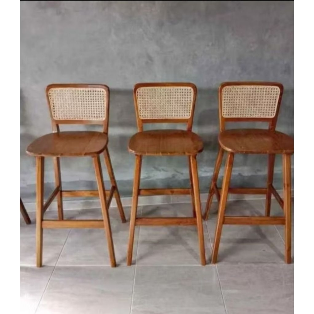 Jual Kursi bar rotan stool bar rotan stool chair rotan kayu jati solid ...