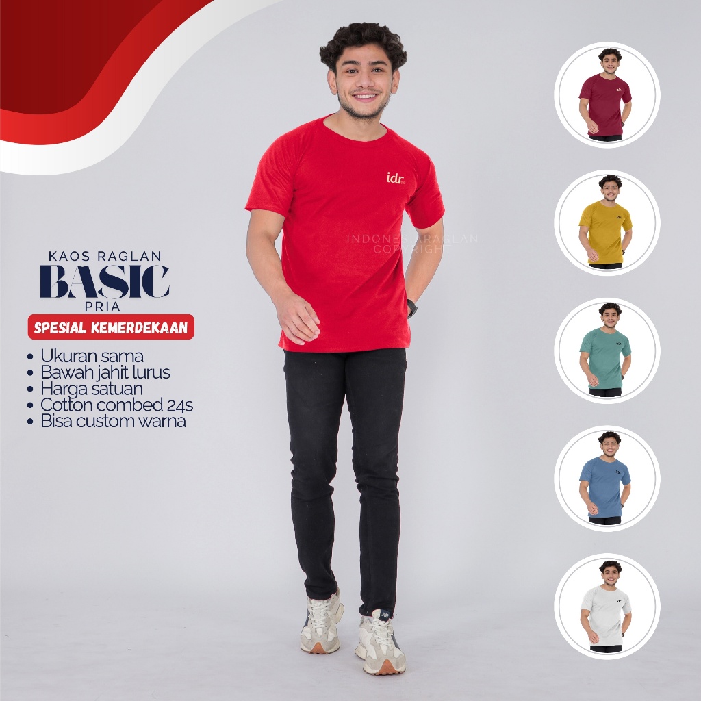 Jual Indonesia Raglan Kaos Pria 1 Warna Solid & Pastel Kaos Tangan ...