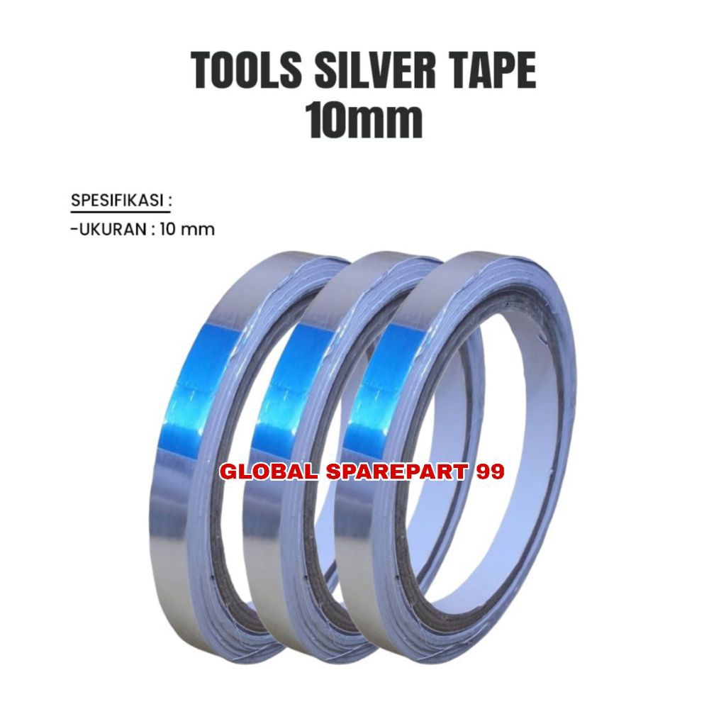 Jual ISOLASI ALUMINIUM ANTI PANAS - SILVER TAPE 10MM ORIGINAL | Shopee ...