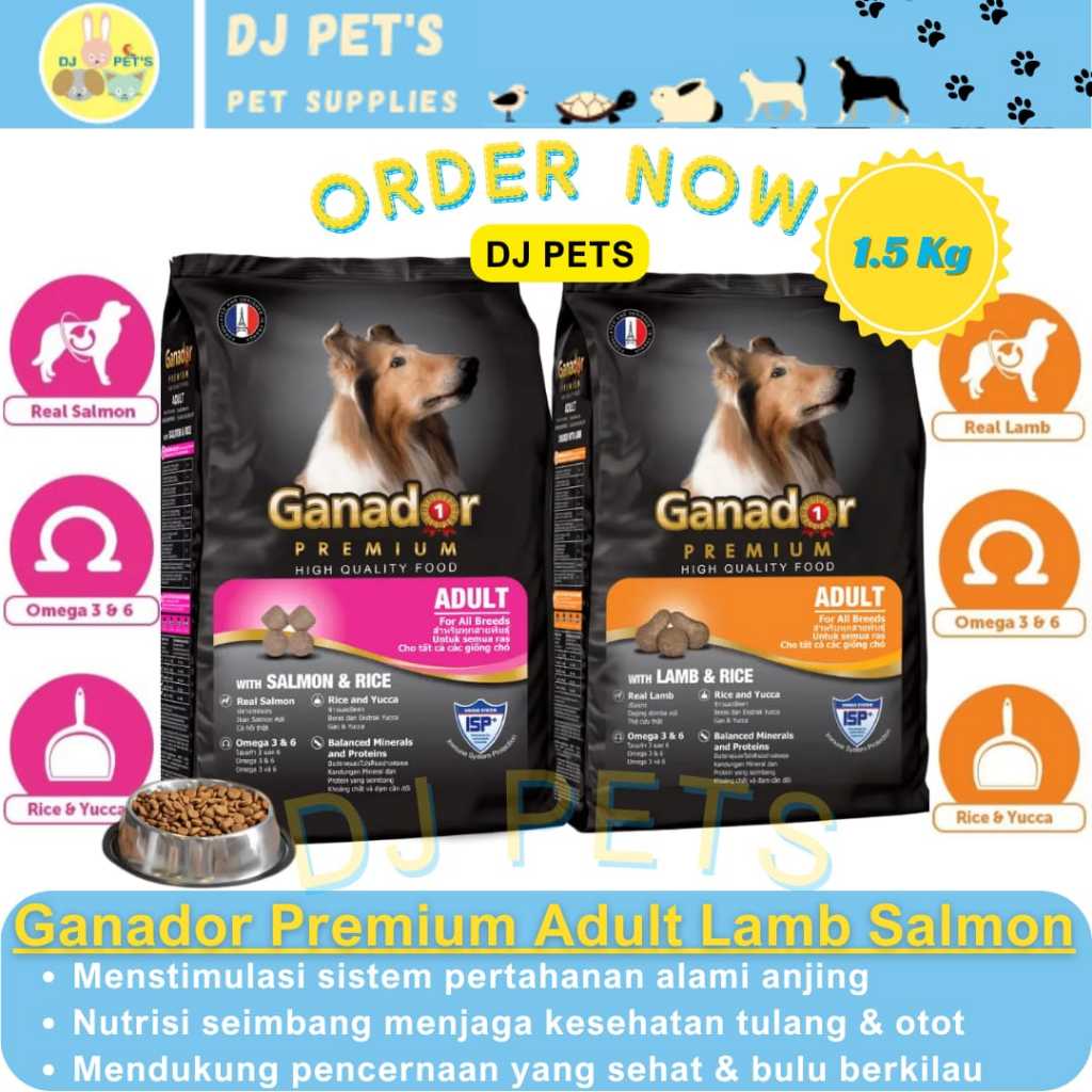 Jual Ganador Premium Adult Lamb & Rice Salmon & Rice 1.5 kg FREE ...
