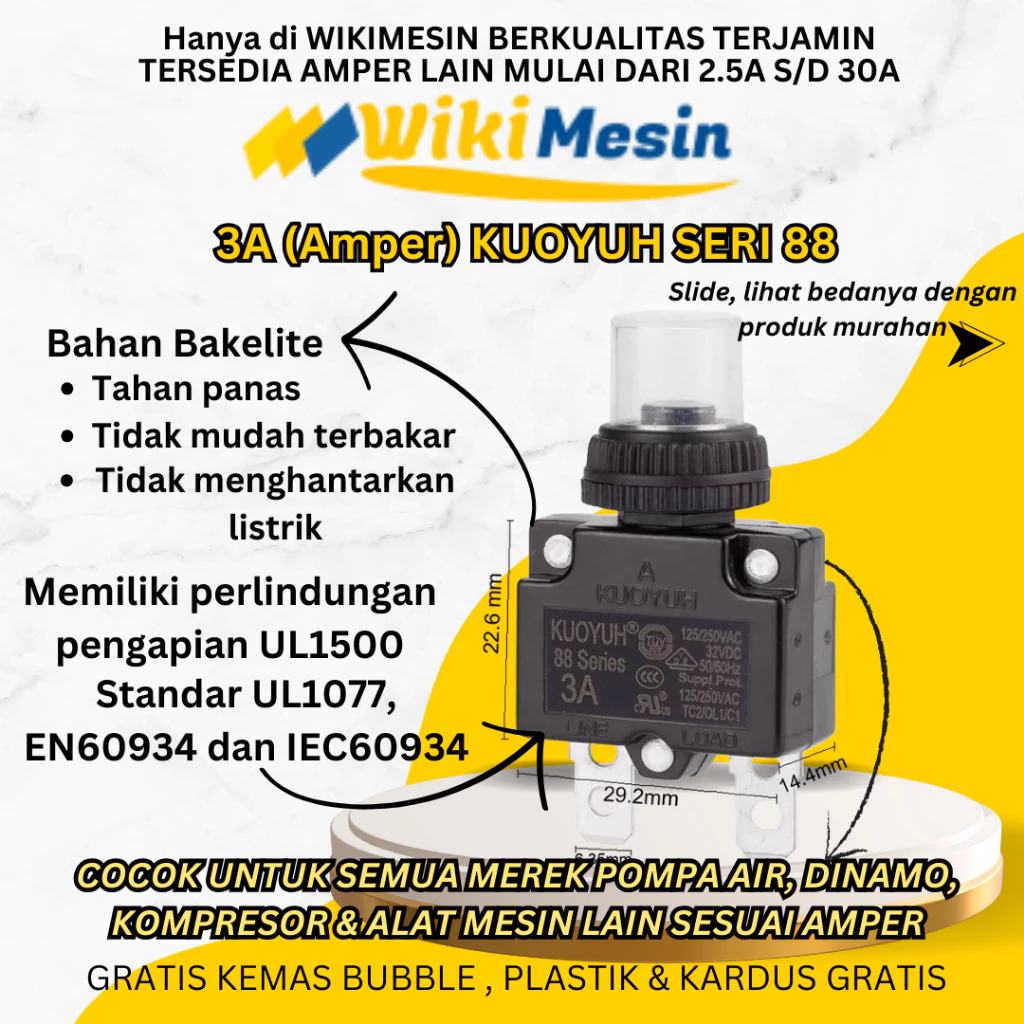 Jual Thermal Overload Circuit Breaker Relay Pompa 3A Kuoyuh 88 Series ...