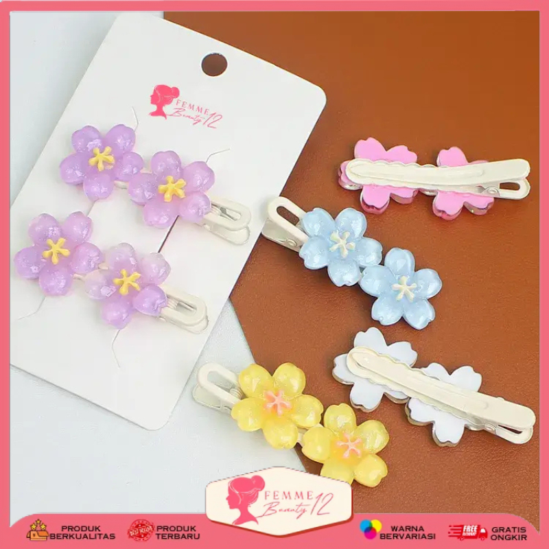Jual Femme D002 Jepit Rambut Wanita Clip Sakura Mini isi 2 pcs ...