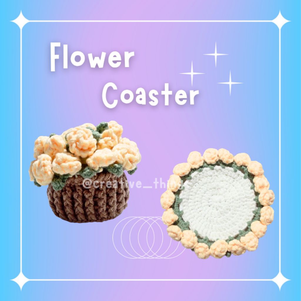 Jual Flower Coaster | Mini Flower Bouquet | Tatakan Gelas Rajut | Bisa ...