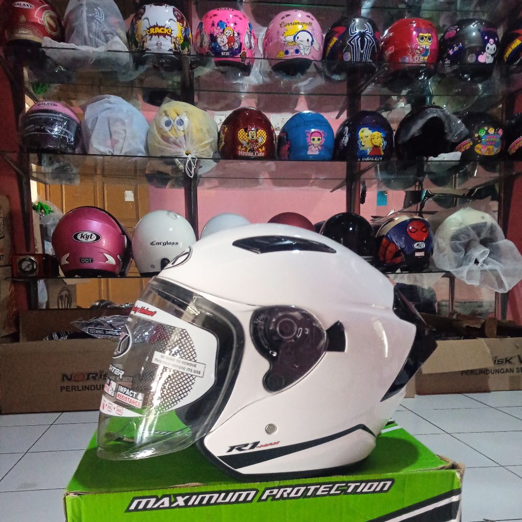 Jual Helm NHK R1 max solid white | Shopee Indonesia