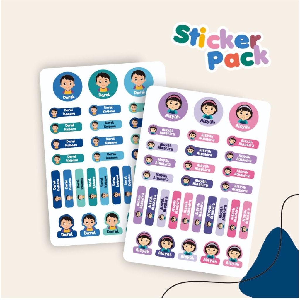 Jual Sticker Pack | All in one label | Karakter Stiker | Label Nama ...
