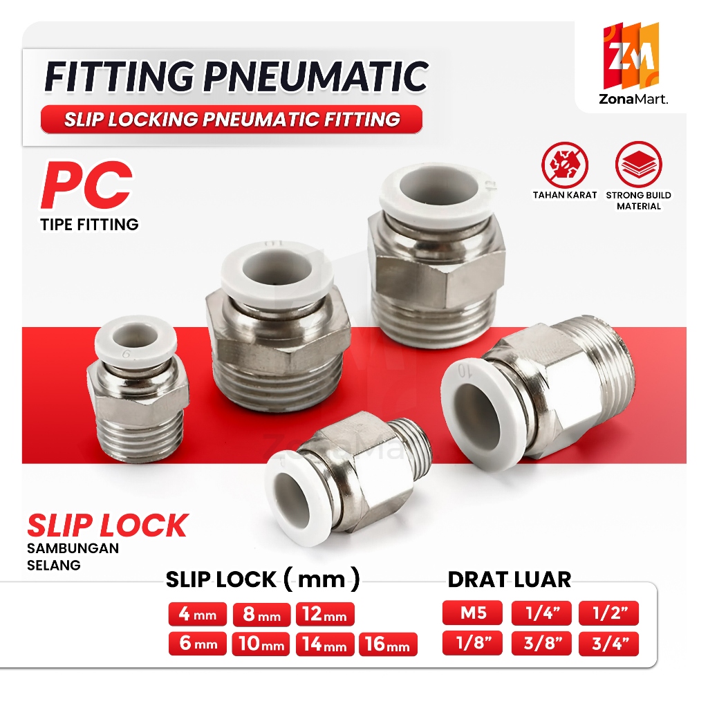 Jual Fitting PC Pneumatic Fitting Slip Lock Quikc Air Water Connector ...