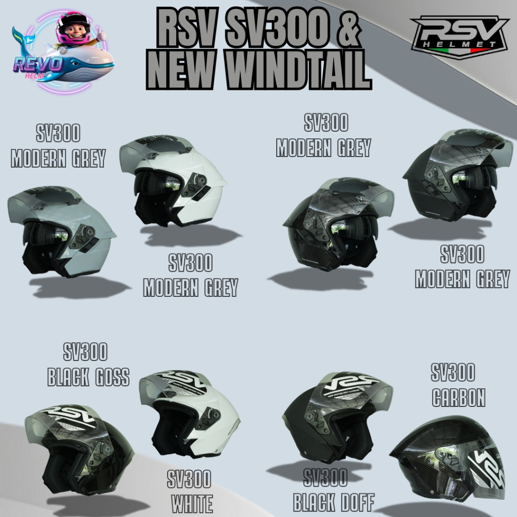 Jual HELM RSV NEW WINDTAIL & RSV SV300 (WARNA SOLID / MOTIF) HALF FACE ...