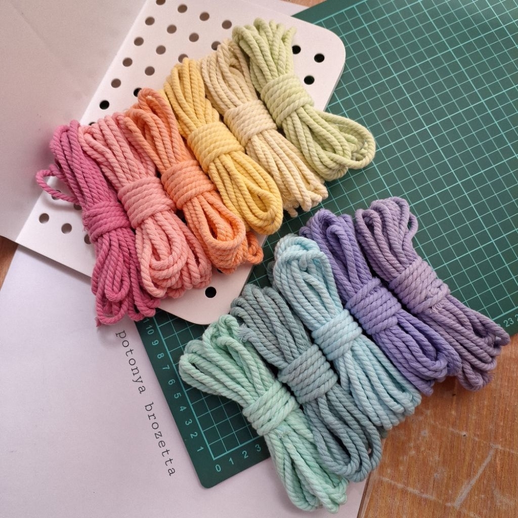 Jual 5 meter tali katun 4mm untuk membuat phone strap keychain brozetta ...