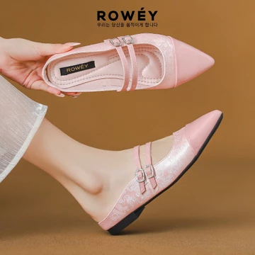 Rowey Sepatu Flat Shoes Wanita Korea Mewah Delima