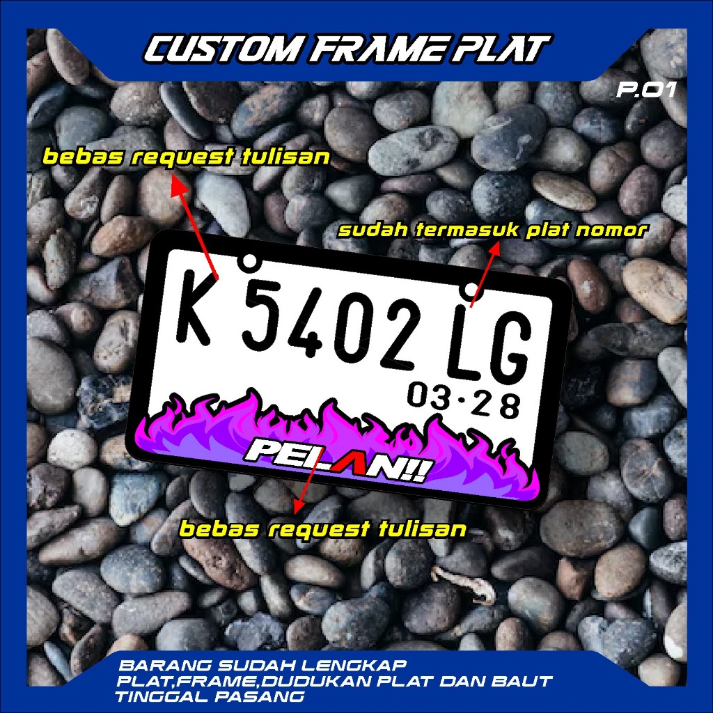 Jual PLAT NOMOR CUSTOM FRAME + PLAT HURUF TIMBUL BAHAN AKRILIK TEBAL ...