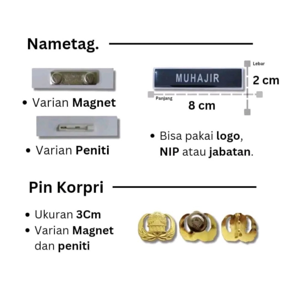 Jual Paket Set Atribut ASN/PNS Lengkap (Nametag, Pin Korpri, Dasi Hitam ...