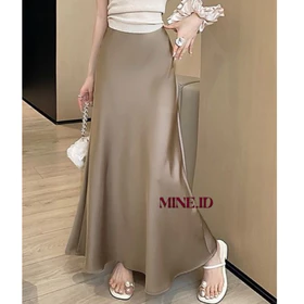 Rok Satin Silk Premium Maxi A Line Satin Skirt Rok Satin Duyung Size S XXXL 3XL Mine Skirt