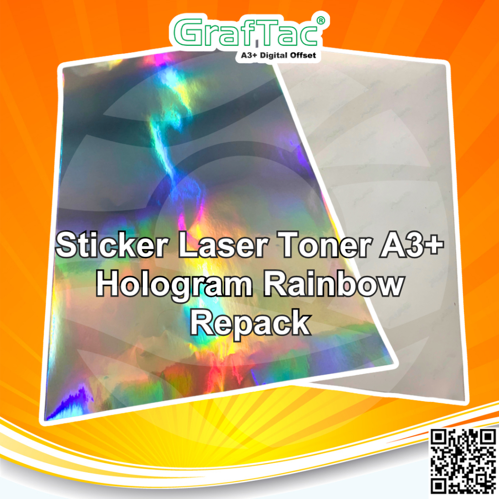 Jual Graftac Sticker Hologram A3+ Stiker Silver Rainbow Digital Print ...