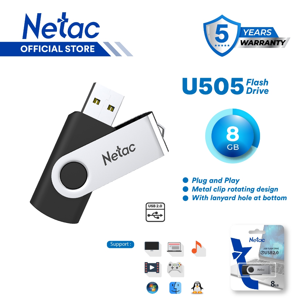 Jual Netac Flashdisk U505 USB 2.0 Flash Drive 8GB Flash Disk Jump Drive ...