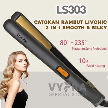 LIVCHIC LS303 Catokan Rambut Tourmaline Keramik 2 IN 1 Pelurus Dan Curly Hair Straightener