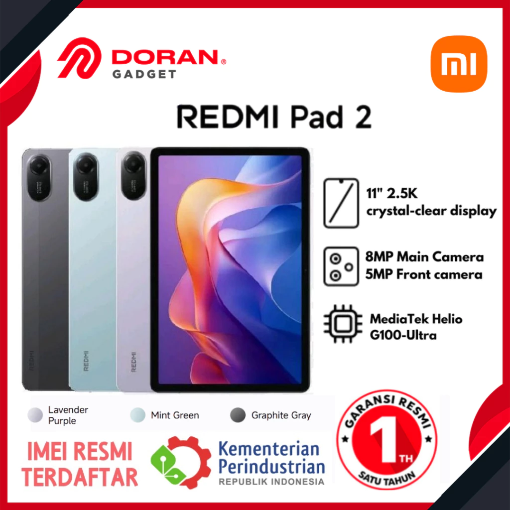 Xiaomi Redmi Pad 2 4/128GB 11inch Crystal Display MediaTek Helio - Garansi Resmi