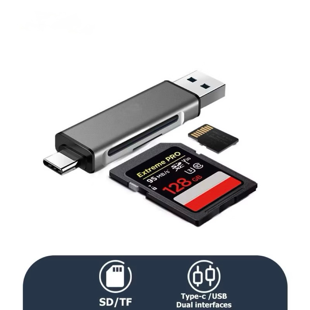 Jual 2 in 1 Card Reader USB 2.0/Type C SD/TF Card Read OTG Adapter ...