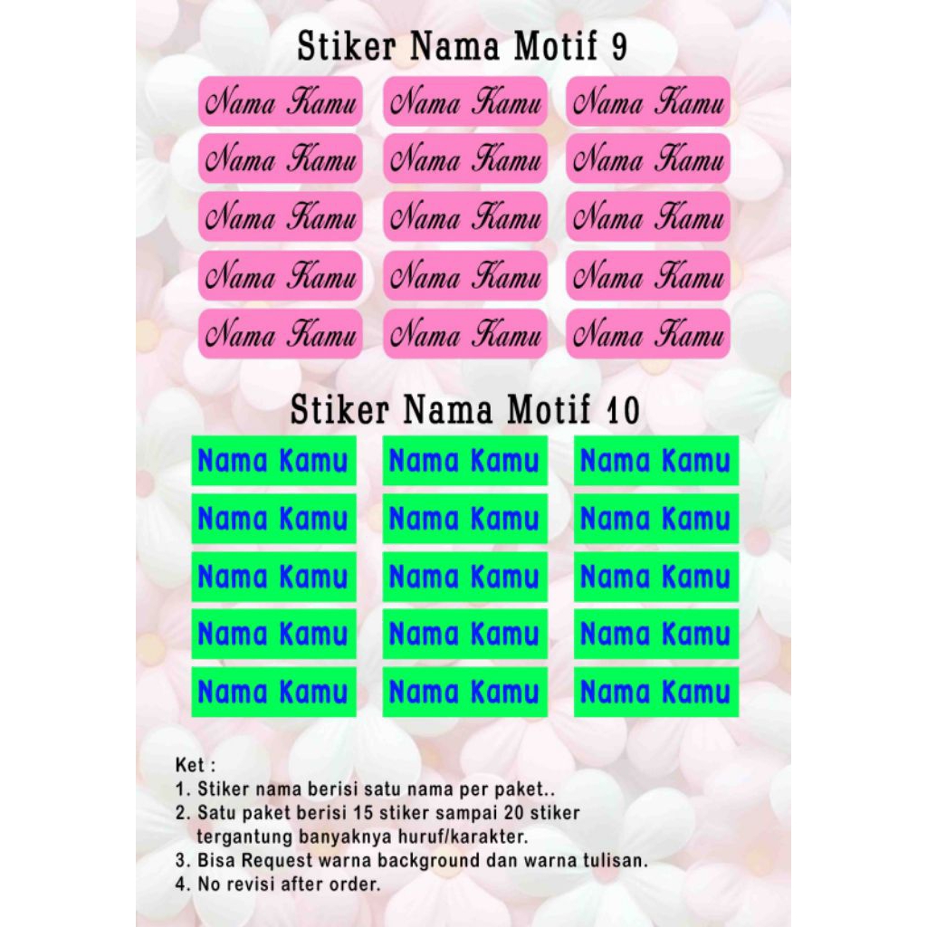 Jual stiker nama custom | Shopee Indonesia