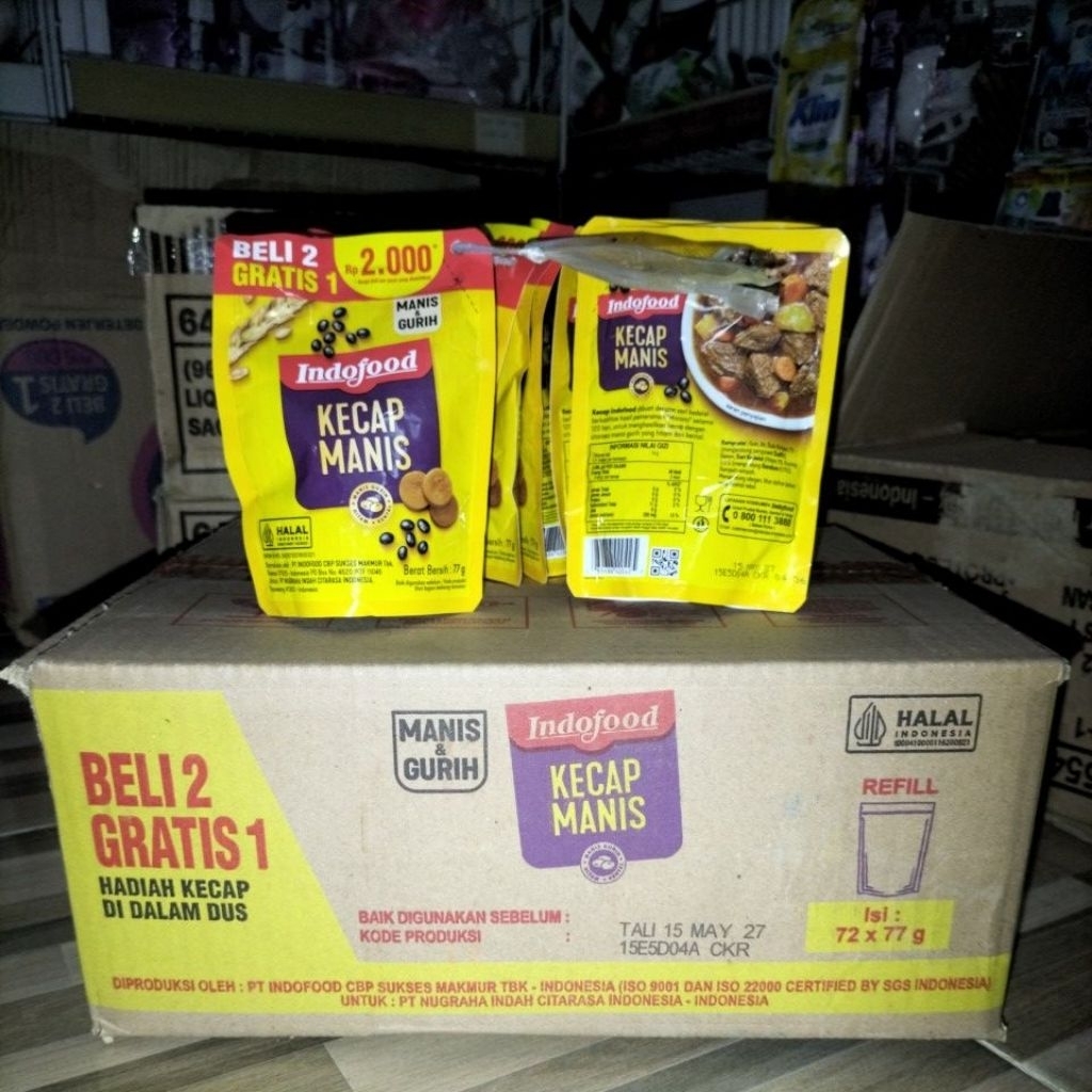 Jual Kecap Indofood Refil 77 Gram 2000an 1 karton isi 72 pcs | Shopee ...