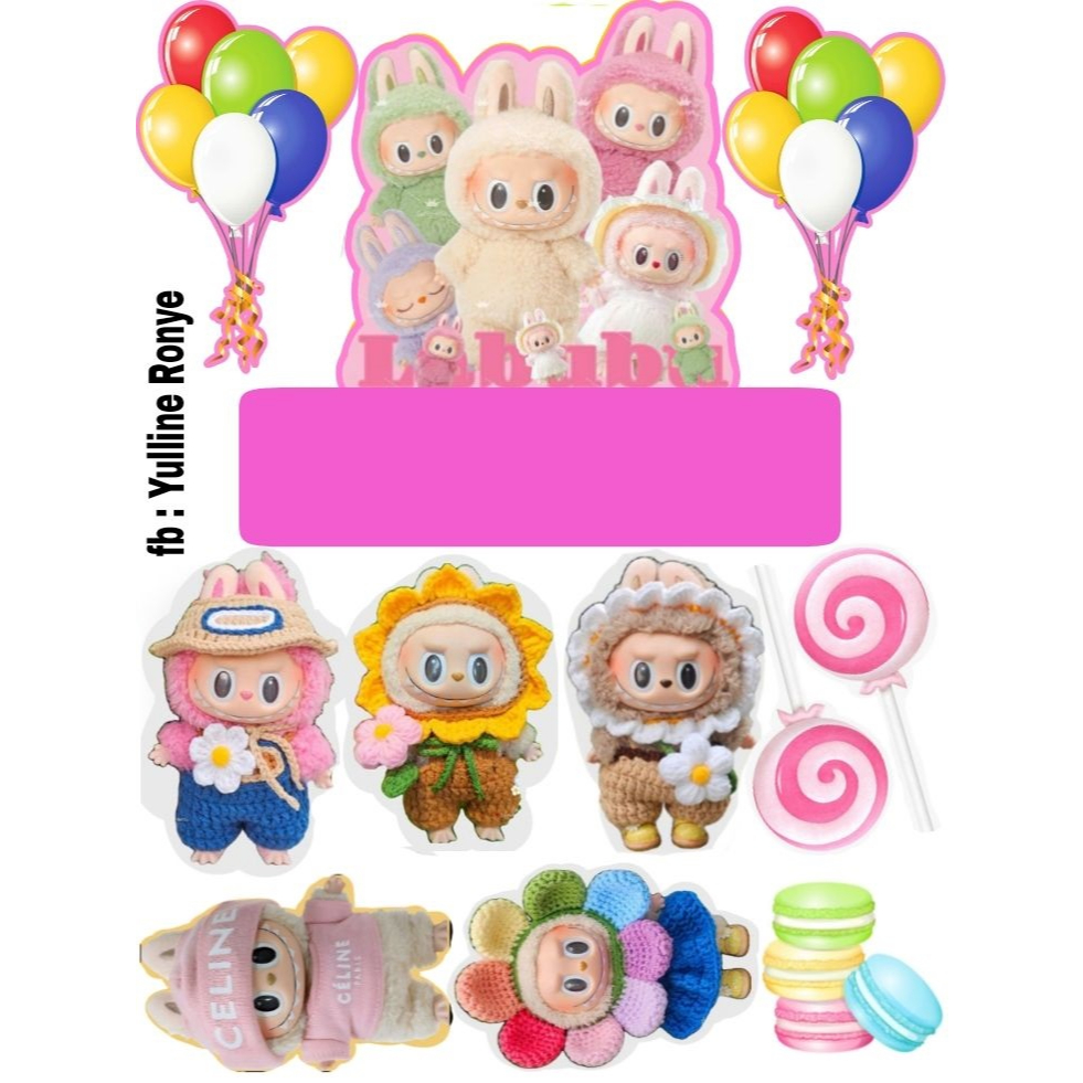 Jual TOPPER LABUBU free Custom Nama / Topper Labubu Hiasan CAKE ULTAH ...