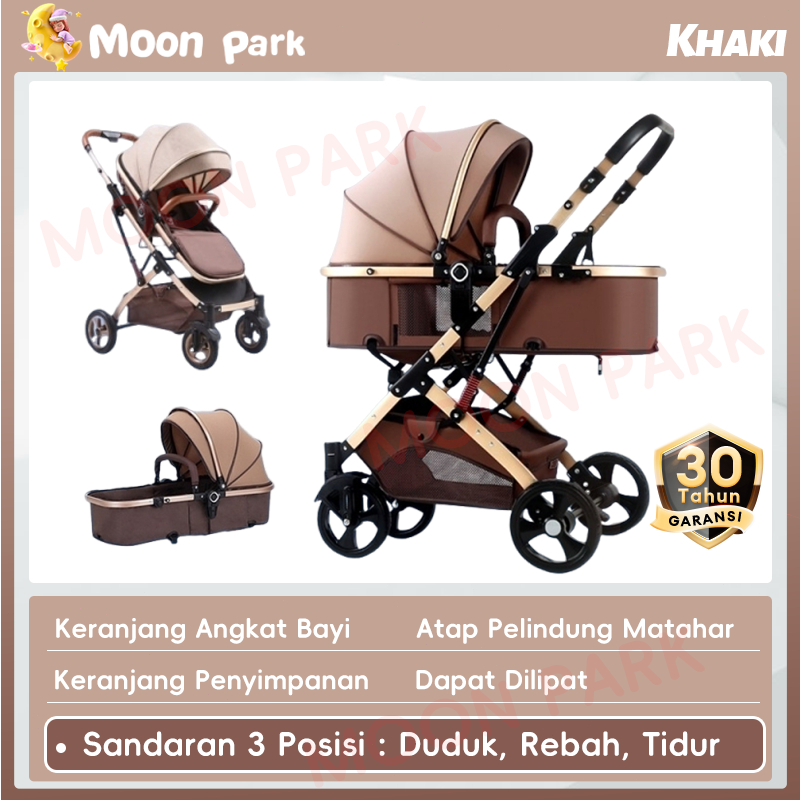 BEIGE Stroller Bayi Premium Stroler Bayi Tahun Rebah Penuh Duduk  Lipat 4in1 Kereta Dorong Bayi