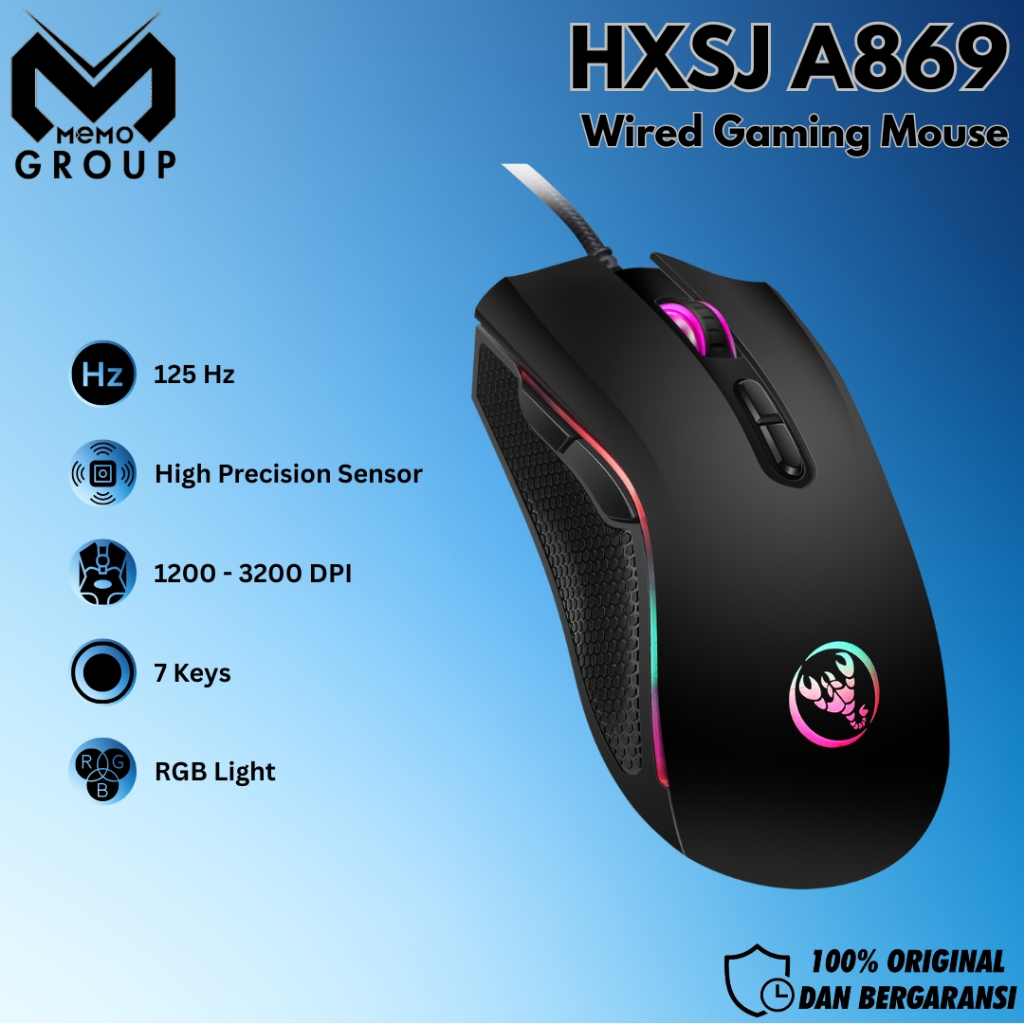 Jual HXSJ A869 Wired Gaming Mouse Up To 3200DPI | Shopee Indonesia