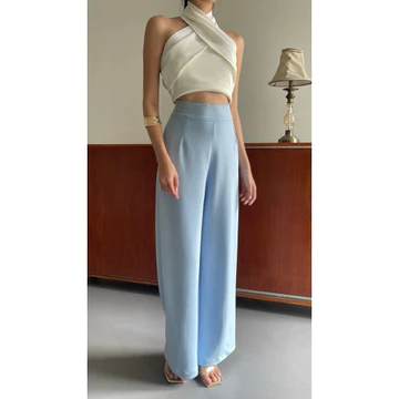 Chloebeautyshop Celana Kulot Panjang Highwaist Wanita