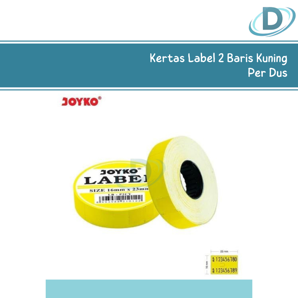 Jual Kertas Label Roll Joyko 2 Baris Kuning (1Dus : 10slop) Isi Ulang ...