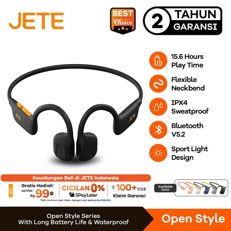 JETE Sport Headset Bluetooth - Headset Lari JETE Open Style IPX4 - Garansi 2 Tahun