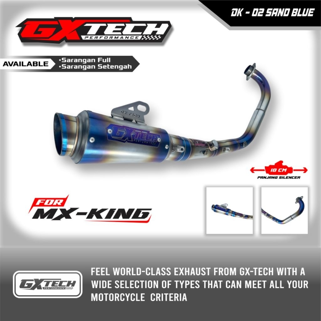 Jual Knalpot Racing Mx King DK- 02 SUNDBLUE Full Stainless Original GX ...