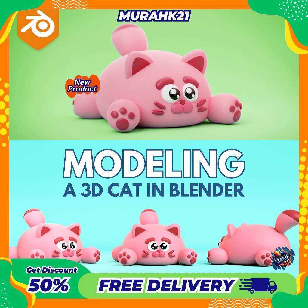 Jual Blender 3D Tutorial Create Your First 3D Cat Character With ...