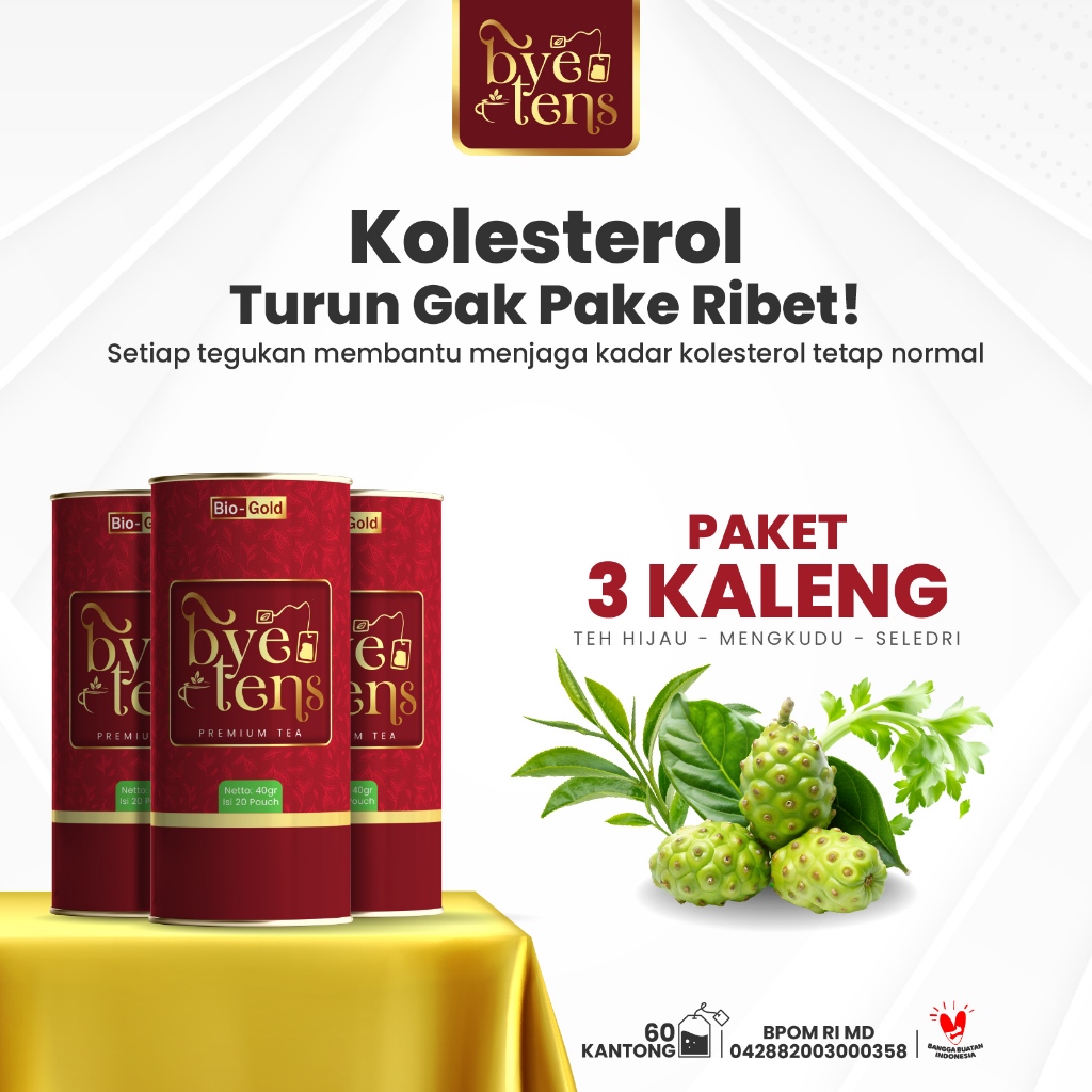 Bye Tens Teh Celup Premium - Atasi Darah Tinggi, Kolesterol & Asam Urat, Herbal Aman BPOM