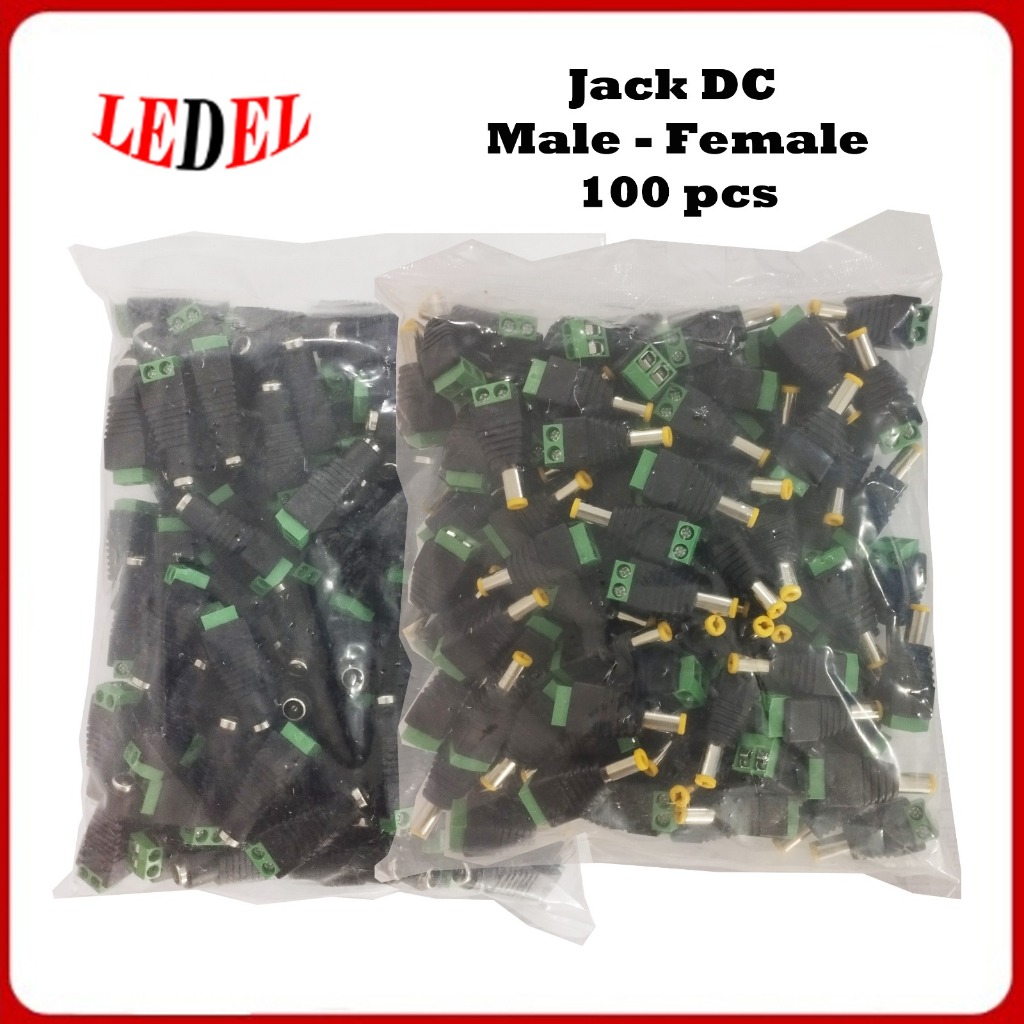Jual Jack Konektor CCTV Led DC male female 5,5 x 2,1 mm 1 pak isi 100 ...