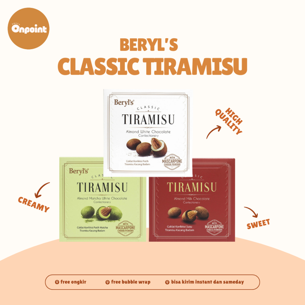 Jual Beryl's Classic Tiramisu Almond Chocolate | Cokelat Almond ...