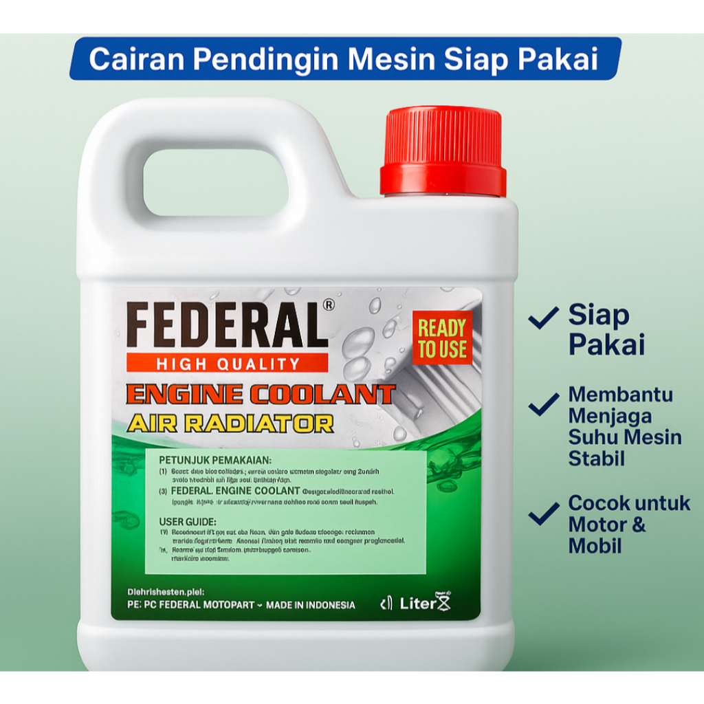 Jual AIR RADIATOR ENGINE COOLANT 1 LITER FEDERAL 1000ML CAIRAN RADIATOR ...