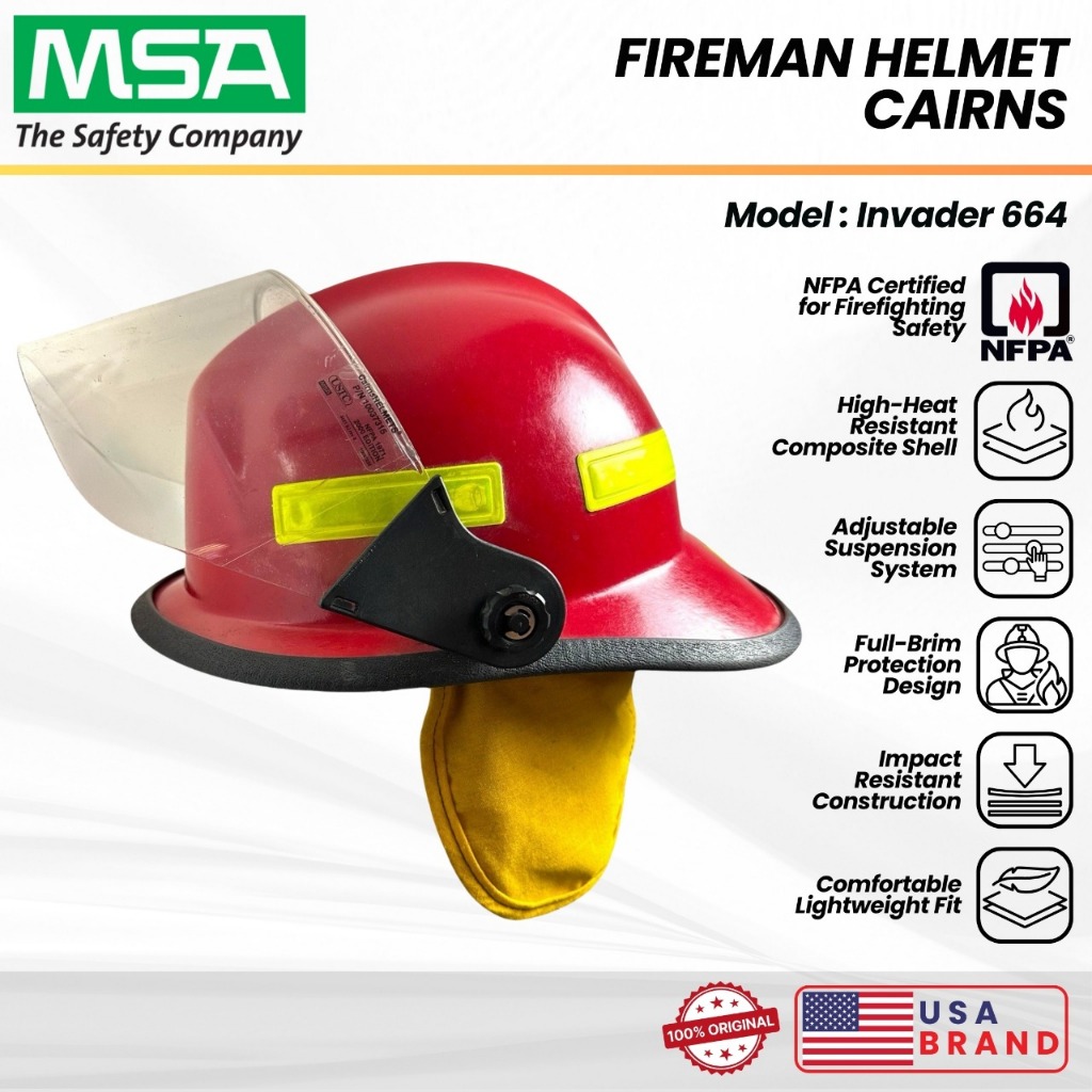 Jual Helm Pemadam MSA Cairns Invader 664 | Fireman Helmet Tahan Panas ...