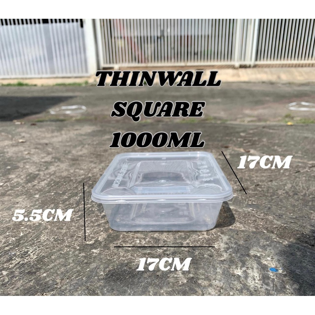 Jual Thinwall SQUARE 1000ml/Kotak Makanan/Kotak Penyimpanan/Kotak ...
