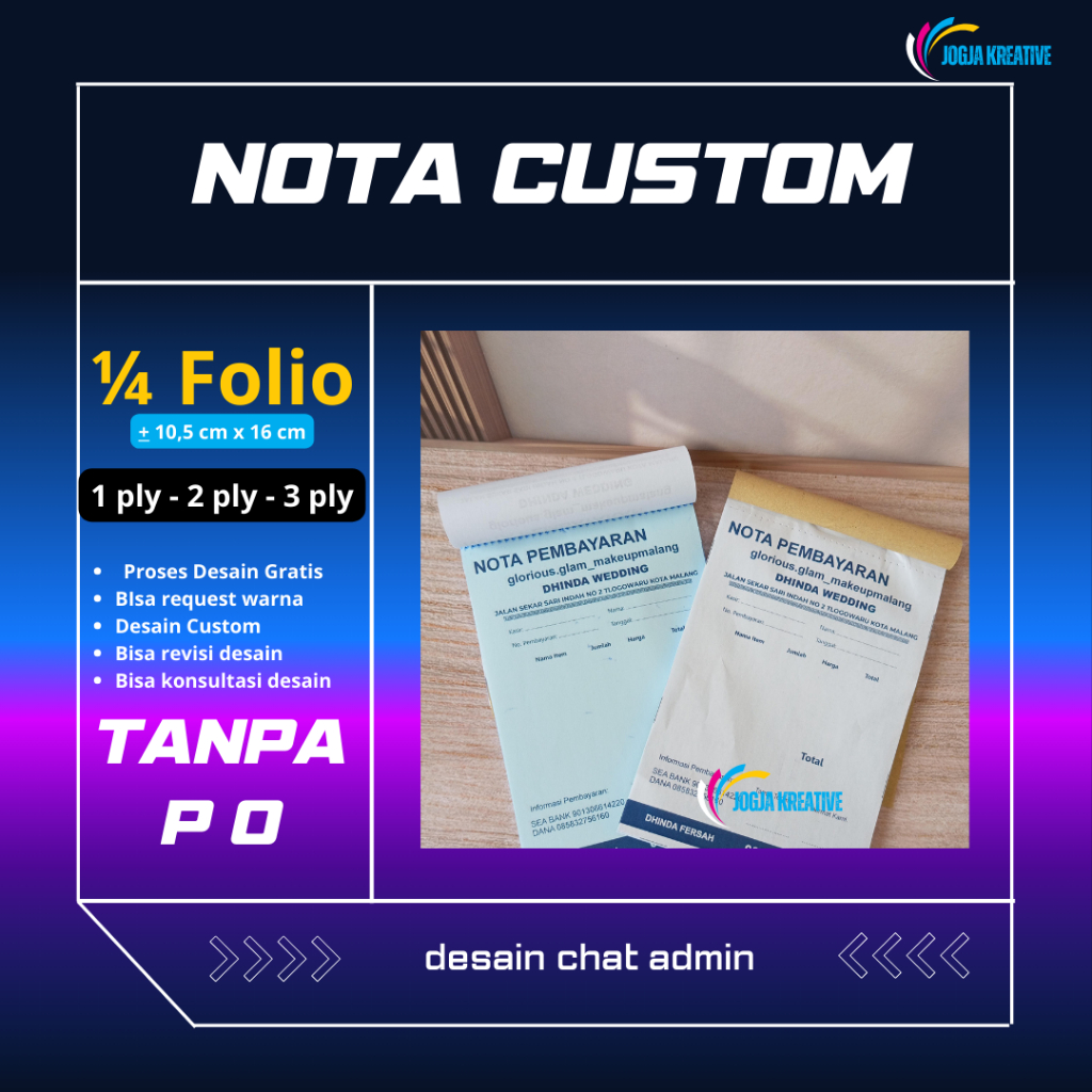Jual NOTA SATUAN TANPA PRE ORDER NOTA NCR, NOTA HVS, NOTA BURAM CUSTOM ...