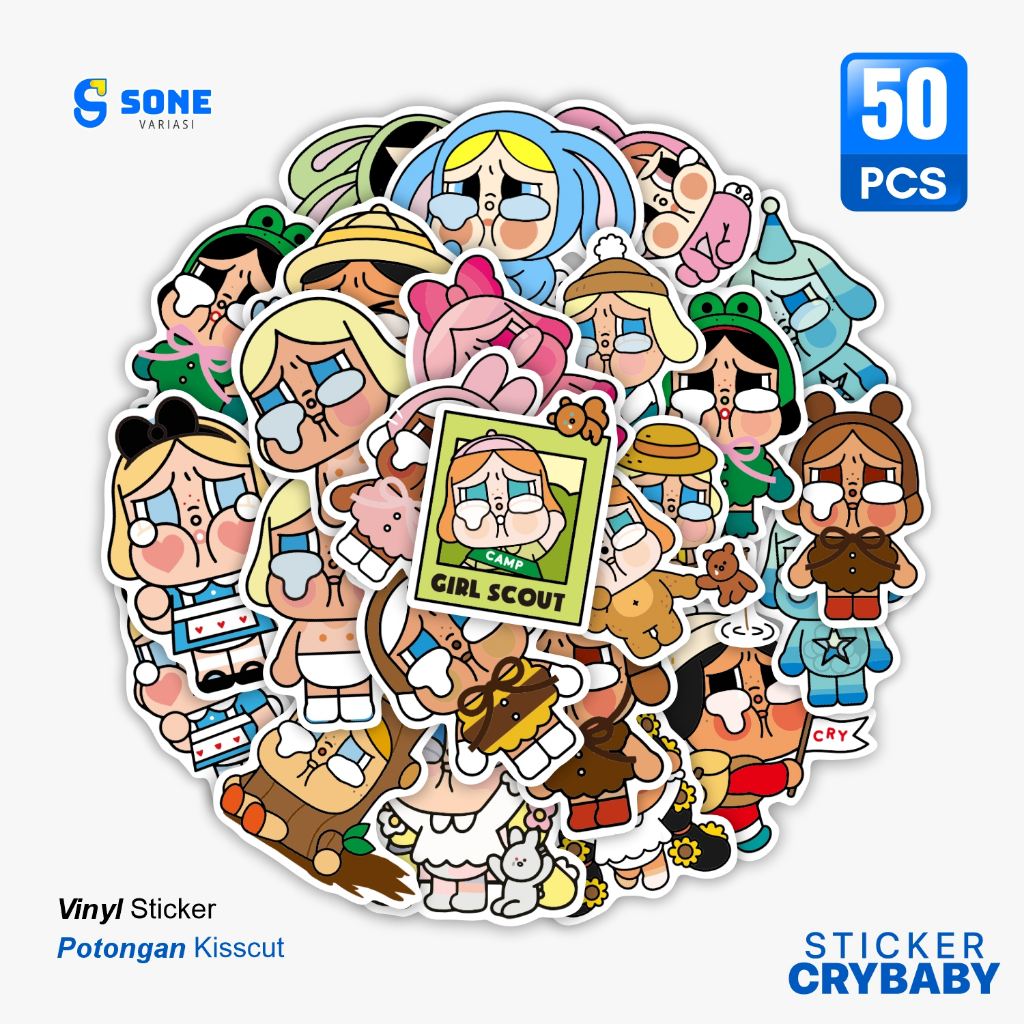 Jual Sticker Pack POP MART CRYBABY / Stiker Kartun Animasi Paper Vinyl ...