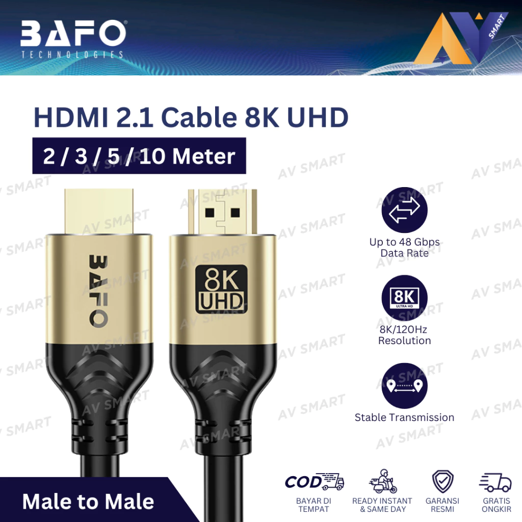 BAFO Kabel HDMI V2.1 8K UHD Cable 2 / 3 / 5 / 10 Meter