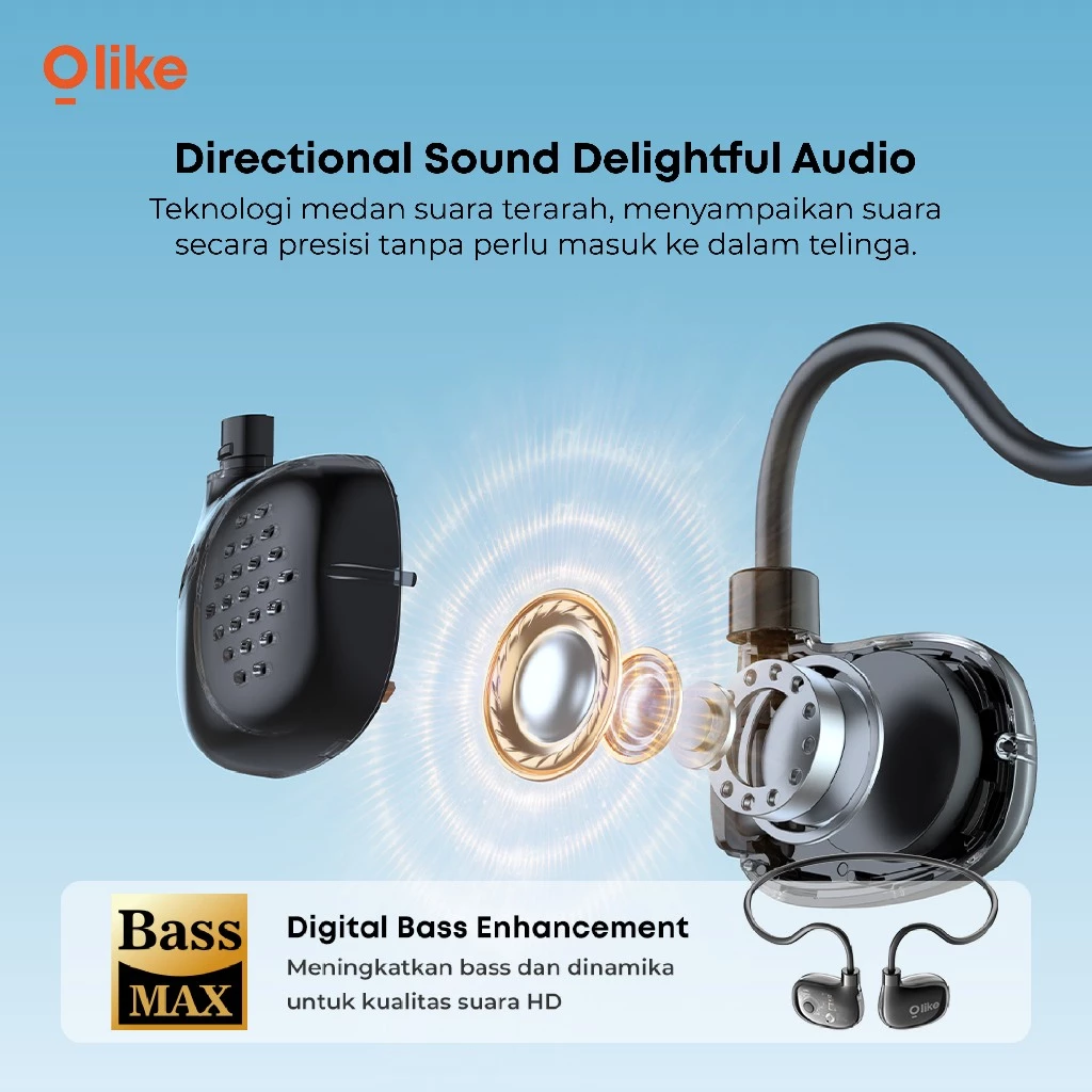OLIKE OPENFIT R1 - TWS Air Conduction Earphone Sport | Playing Time Up To 18 Jam, Waterproof IPX4