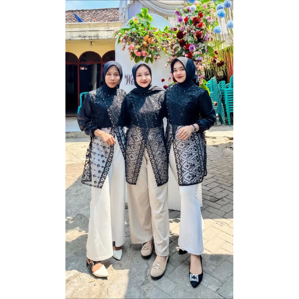 Jual Jiza Outer Brookat Organza Silang full payet /Tunic/ Kondangan ...